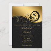 Zwarte lace gouden bruiloft kaart (Voorkant)