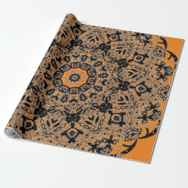 ZWARTE LACE ORANJE GIFT-aflooppapier HALLOEEN Cadeaupapier