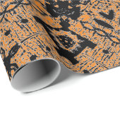 ZWARTE LACE ORANJE GIFT-aflooppapier HALLOEEN Cadeaupapier (Rol Hoek)