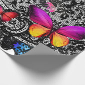 ZWARTE LACE PATROON MET BUTTERFLIES die papier ver (Hoek)