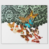 ZWARTE LACE PATROON MET BUTTERFLIES die papier ver (Vlak)