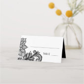 Zwarte  Lace Wedding Place Card Plaatskaartje (Voorkant)