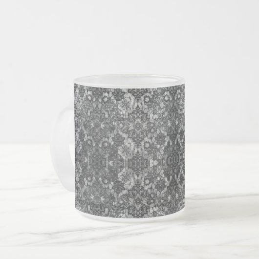 Zwarte Lacework Artistry Frosted Glass Mok (Voorkant links)
