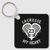 Zwarte lacrosse Mijn hartfoto Sleutelhanger (Voorkant)