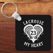 Zwarte lacrosse Mijn hartfoto Sleutelhanger (Voorkant)