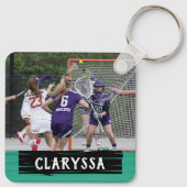 Zwarte lacrosse Mijn hartfoto Sleutelhanger (Achterkant)