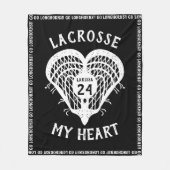 Zwarte Lacrosse My Heart Fleece Dekbed Deken (Voorkant)