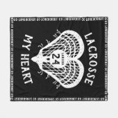 Zwarte Lacrosse My Heart Fleece Dekbed Deken (Voorkant (Horizontaal))