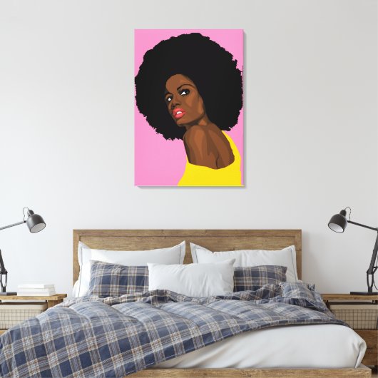  ZWARTE LADY AFRO AFDRUKKEN OP STRETCHTE CANVAS (Insitu (Slaapkamer))