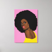  ZWARTE LADY AFRO AFDRUKKEN OP STRETCHTE CANVAS (Voorkant)