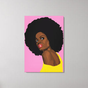  ZWARTE LADY AFRO AFDRUKKEN OP STRETCHTE CANVAS