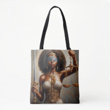 Zwarte Lady Justice met Weegschaal en Zwaard Kunst