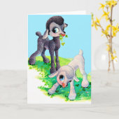 zwarte lam witte lam kaart (Gele Bloem)