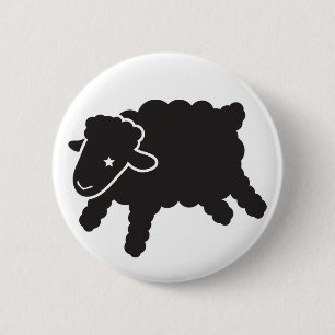 zwarte lammeren met solo-toets ronde button 5,7 cm