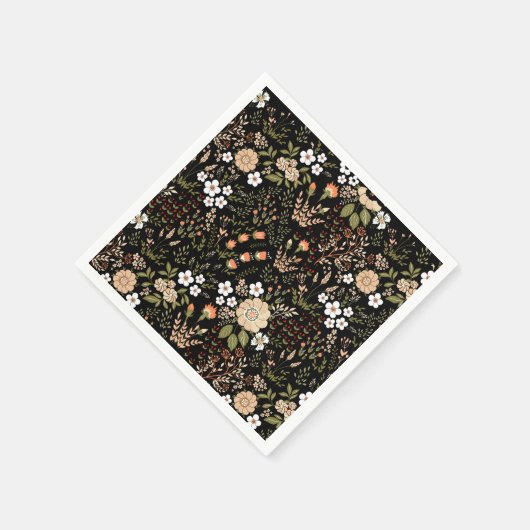  Zwarte Land Bloemen Huwelijksfeest Servet (Hoek)