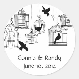 Zwarte land Vogelkooien Ronde Sticker