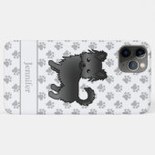 Zwarte lange jas Chihuahua Cartoon Hond & Naam Case-Mate iPhone Case (Achterkant (horizontaal))