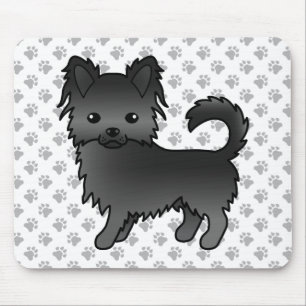 Zwarte Lange Jas Chihuahua Cartoon Hond & Pootjes Muismat