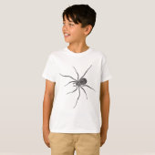 Zwarte Lange Poten Spin Griezelige Arachnide T-shirt (Voorkant volledig)