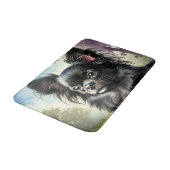 Zwarte langharige Chihuahua in Waterverf Badmat (Gekanteld)