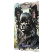 Zwarte langharige Chihuahua in Waterverf Klembord (Links)