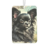 Zwarte langharige Chihuahua in Waterverf Luchtverfrisser (Achterkant)