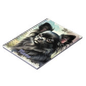 Zwarte langharige Chihuahua in Waterverf Notitieboek (Linkerzijde)