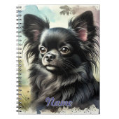 Zwarte langharige Chihuahua in Waterverf Notitieboek (Voorkant)