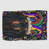 Zwarte Langharige Dachshund Golfhanddoek (Horizontaal)