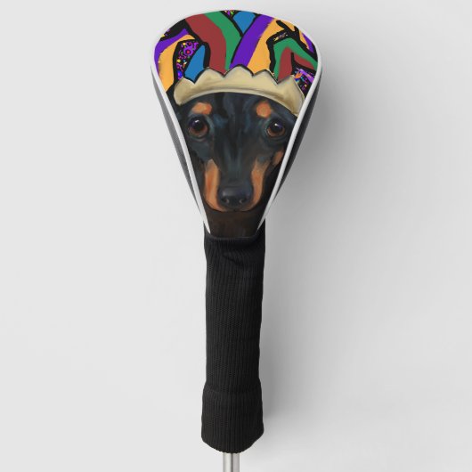 Zwarte Langharige Dachshund Golfheadcover (Voorkant)