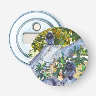 Zwarte Langur-apen Eten, Bottle Open Button Flesopener