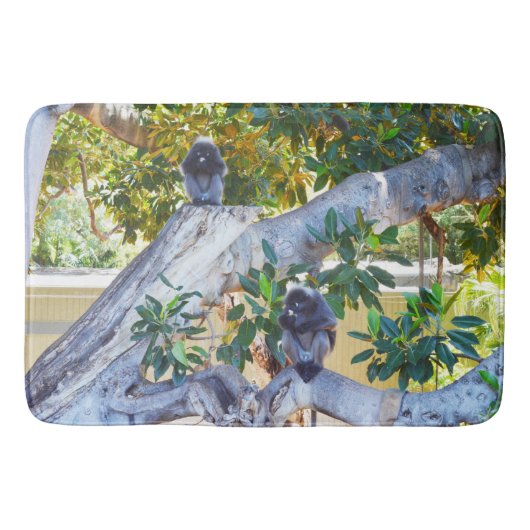 Zwarte Langur-apen eten, Memory Foam Bathmat Badmat (Voorkant)