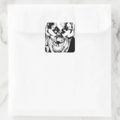 Zwarte lantaarn vierkante sticker (Tas)