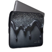 Zwarte laptoptas met pailletten gezonken laptop sleeve (Voorkant Rechts)