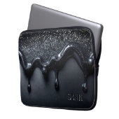 Zwarte laptoptas met pailletten gezonken laptop sleeve (Voorkant Links)