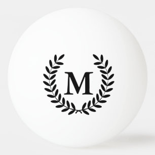 Zwarte Laurels Zwart Monogram Letter Pingpongbal