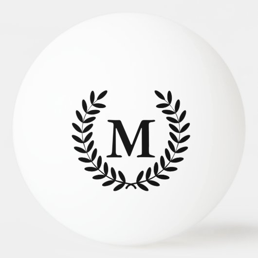Zwarte Laurels Zwart Monogram Letter Pingpongbal (Voorkant)
