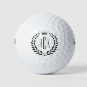 Zwarte Lauwerkrans Aangepaste Monogram Golfballen (Voorkant)