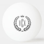 Zwarte Lauwerkrans Aangepaste Monogram Pingpongbal (Voorkant)