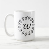 Zwarte lauwerkrans met monogram koffiemok (Links)