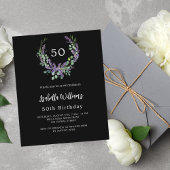 Zwarte lavendel bloemen budget verjaardagsuitnodig