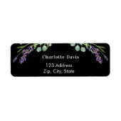 Zwarte lavendel eucalyptus groen retouradres etiket (Voorkant)