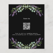 Zwarte lavendel QR RSVP budget bruiloft uitnodigin (Achterkant)