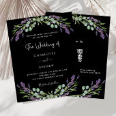 Zwarte lavendel QR RSVP budget bruiloft uitnodigin