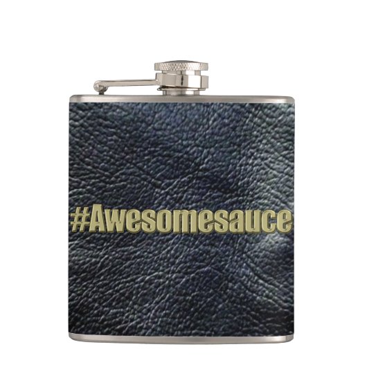 Zwarte leder-bladreukkolf van Awesomesauce Heupfles (Voorkant)