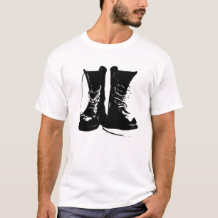  zwarte leder Combat Boots Laces T-shirt