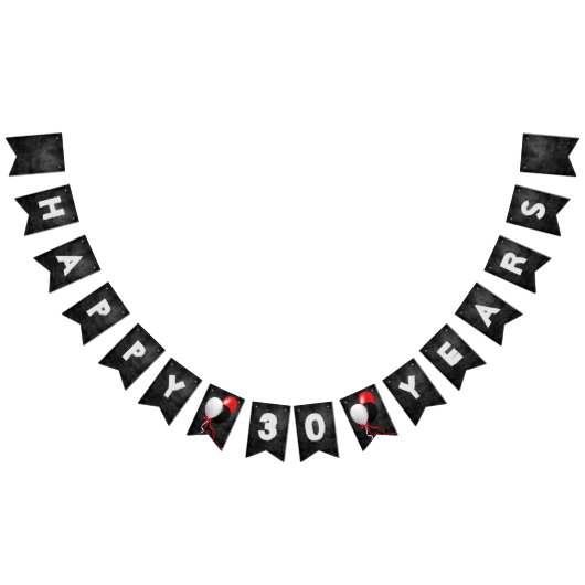 zwarte leder en ballonnen - 30e verjaardag vlaggetjes (Alle)