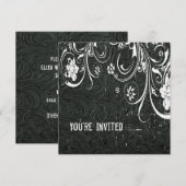 Zwarte leder- en oorkonsuitnodiging kaart (Voorkant / Achterkant)