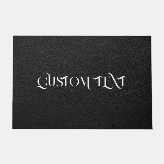 ZWARTE LEDER GEPERSONALISEERDE TEKSTDEUR MAT (Voorkant)