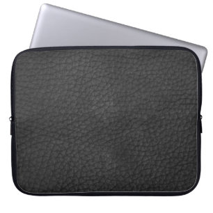 Zwarte leder-Masculinaire rotshuid Laptop Sleeve